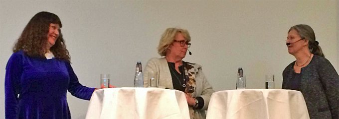 Karin Perers, ordförande Mellanskog, Lena Ek, ordförande Södra och Eva Färnstrand, ordförande Sveaskog 